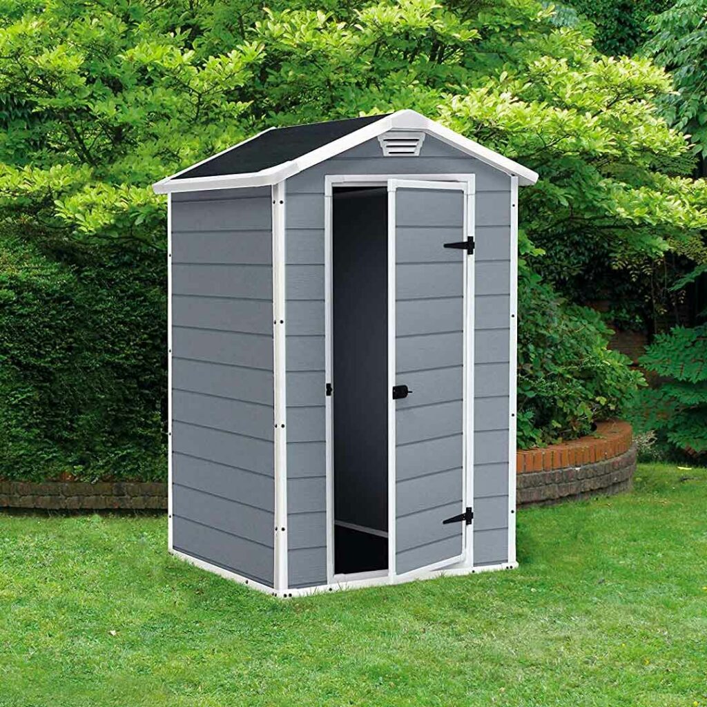 Keter Manor Outdoor Garden Storage Shed, Grey, 4 x 3 ft Competition Fox