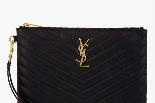 £400 CASH OR SAINT LAURENT Monogram quilted leather pouch