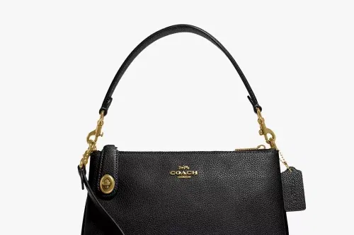 Coach Double Zip Leather Shoulder Bag, Black