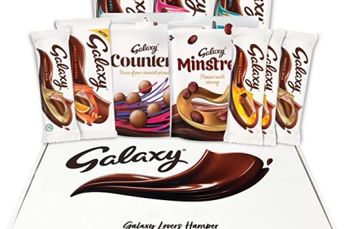 AUTO WIN-Galaxy Chocolate - Mars Official Chocolate Hamper - Variety Chocolate Gift Box - Cookie Crumble, Salted Caramel, Counters, Smooth Orange, Smooth Milk, Smooth Caramel