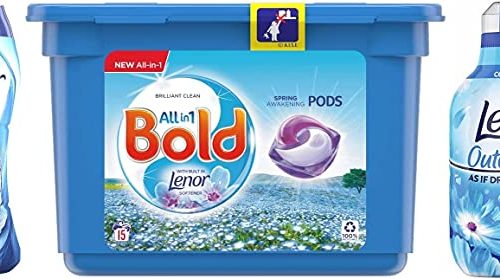 FOX GIVEAWAY-Lenor Unstoppables In-Wash Scent Booster Spring Awakening 194 G + Bold All-In-1 Pods Washing Liquid Capsules Spring Awakening 15 Washes + Lenor Outdoorable Spring Awakening 36 Washes Bundle Pack