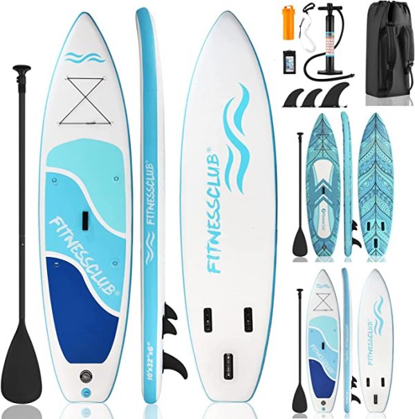 Fitnessclub Inflatable Stand Up Paddleboards, 10/10.6ft SUP Board Stand ...