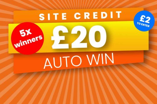 LIVE DRAW- 5 WINNERS WIN £20 SITE CREDIT 2/1