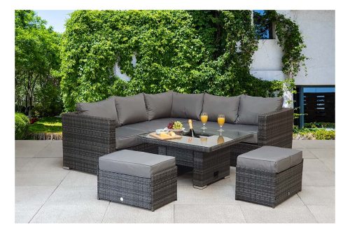 Georgia Corner Hi/Low Dining Set With Ice Bucket | Grey