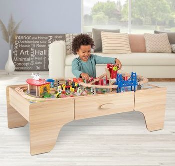 Squirrel Play 100-Piece Wooden Train Set & Table
