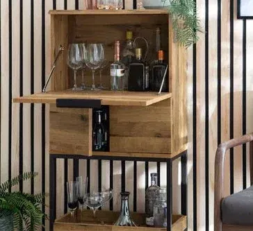 Bronx Oak Effect Drinks Cabinet