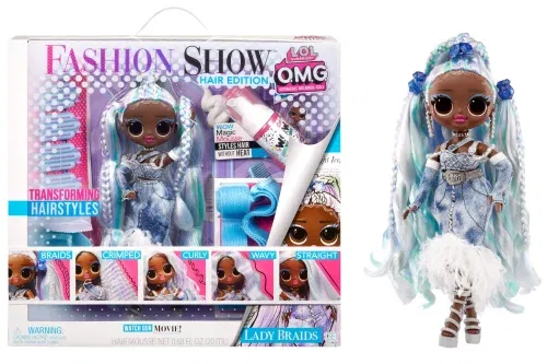 TOY DAY- AUTO WIN-L.O.L. Surprise! O.M.G. Fashion Show Hair Edition Lady Braids Fashion Doll