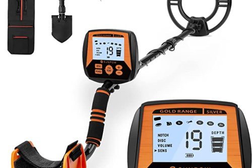 Metal Detector, SUNPOW Professional Metal Detector Kit for Adults, Adjustable Lightweight High Accuracy Detector with LCD Monitor, Pinpoint & Disc & Notch & All Metal 4 Modes, Strong Anti-Interference