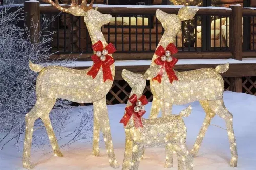 76 Inches (1.9m) Indoor / Outdoor Christmas Reindeer Family Set of 3 with LED Lights