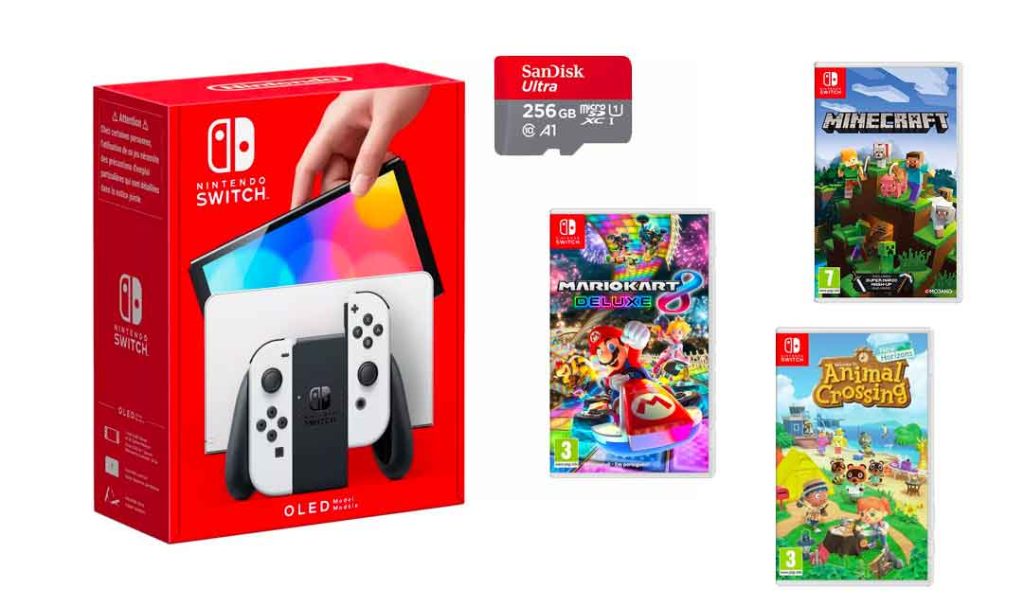 Nintendo Switch OLED (White), 3X Games, & 256 GB Memory Card Bundle ...