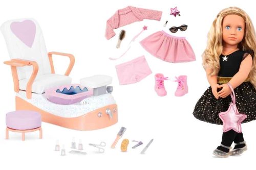 TOY DAY- AUTO WIN -OUR GENERATION SET-  Foot Spa Chair Set & Doll Starter Set Stella