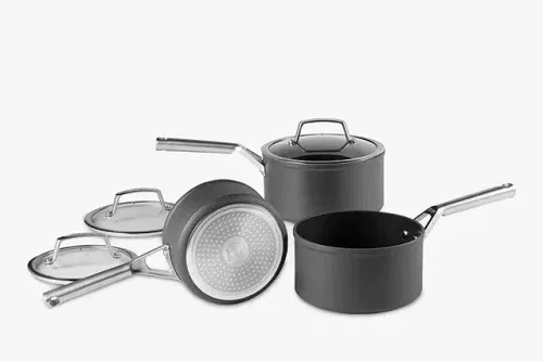 Ninja Foodi ZEROSTICK Hard Anodised Aluminium Non-Stick Saucepan Set, 3 Piece