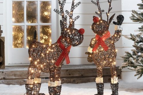 The Rudolph Duo - 100cm Rattan Christmas Reindeer