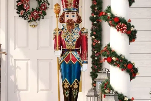 6ft (1.8m) Grand Resin Indoor / Outdoor Christmas Nutcracker with 25 LED Lights & Sounds #2