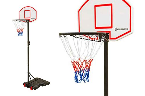 TOY DAY- AUTO WIN- Northern Stone Junior Height Adjustable Basketball Hoop, Free Standing Portable Basketball Stand for Kids