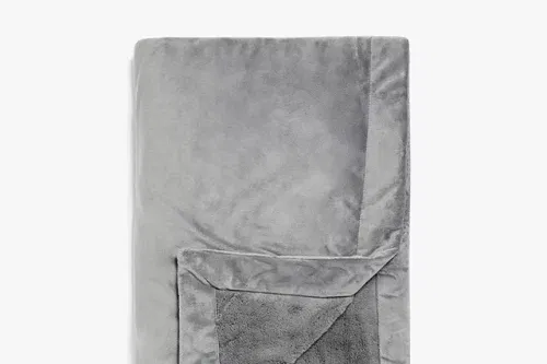 John Lewis Luxury Plush Fleece Throw, Grey, L140 x W180cm