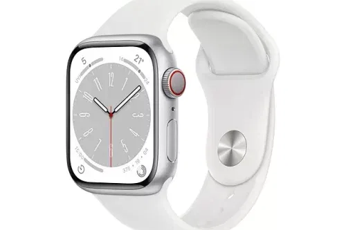 Apple Watch Series 8 GPS, 41mm Silver Aluminium Case with White Sport Band - Regular