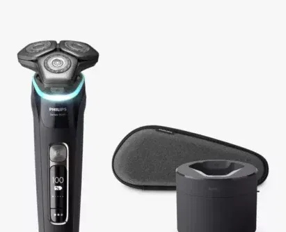 Philips S9986/55 Series 9000 Wet & Dry Men’s Electric Shaver with Charging Station, Quick Cleaning Pod & Travel Case, Ink Black