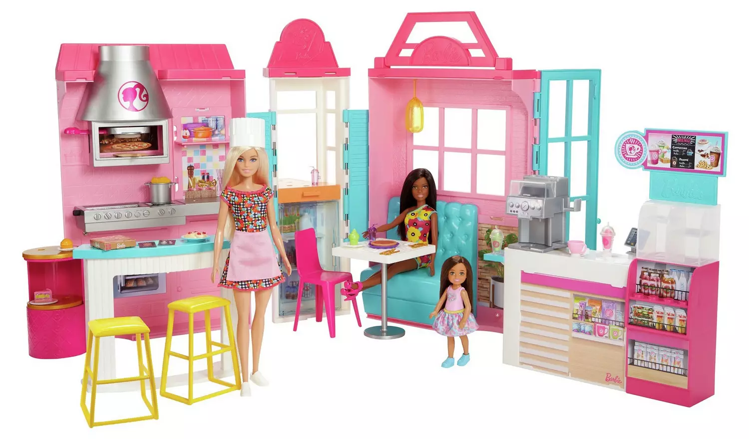 TOY DAY- AUTO WIN -Barbie Cook 'n Grill Restaurant Playset with 3 Dolls ...