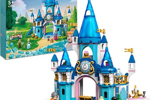 TOY DAY - AUTO WIN- LEGO 43206 Disney Princess Cinderella and Prince Charming's Castle Doll House, Buildable Toy with 3 Mini Dolls, plus Gus Gus and Lucifer Figures