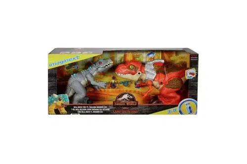 TOY DAY-AUTO WIN-Imaginext Jurassic World Camp Cretaceous T.Rex Vs Indominus
