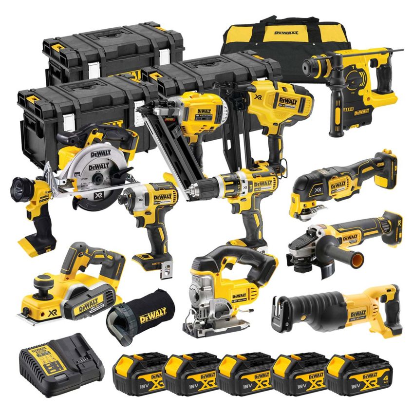 DeWalt TDKIT12X5 XR 18V 12 Piece Power Tool Kit with 5x 4.0Ah Batteries