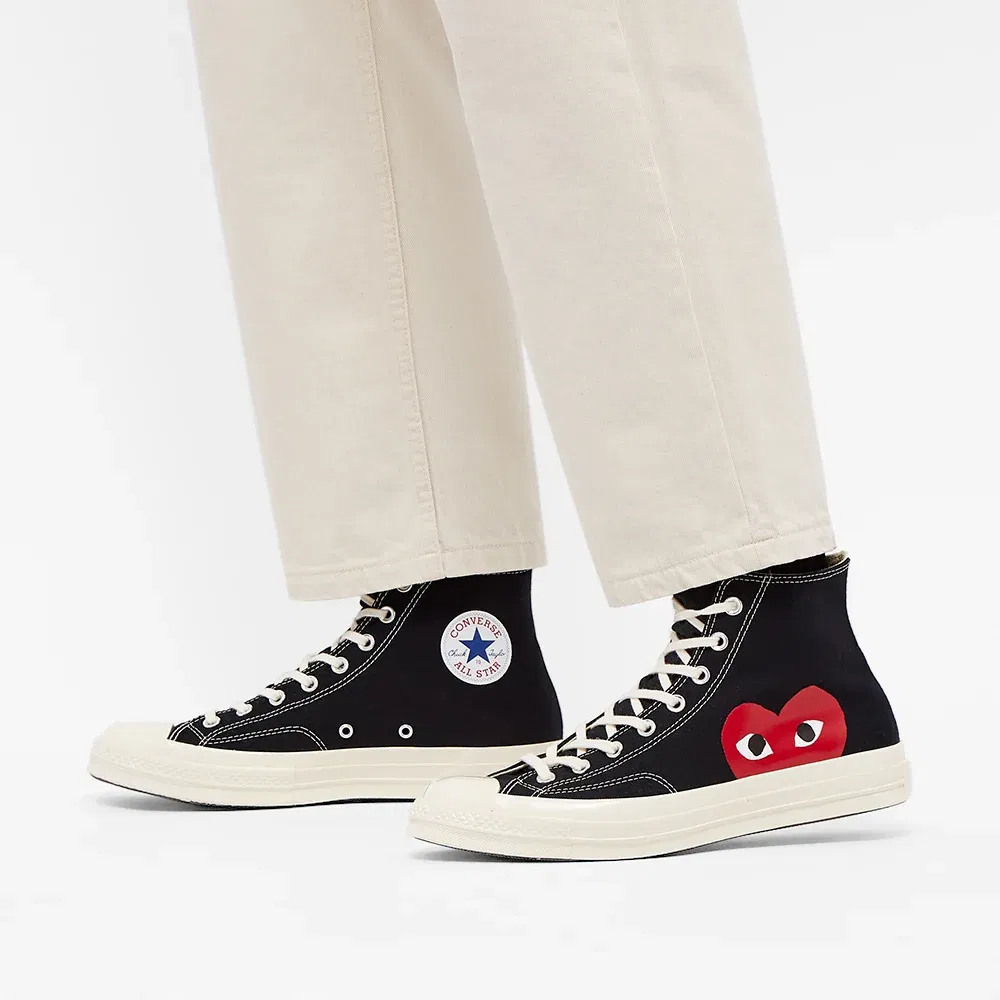 Comme des garcons play deals converse canvas high top sneakers