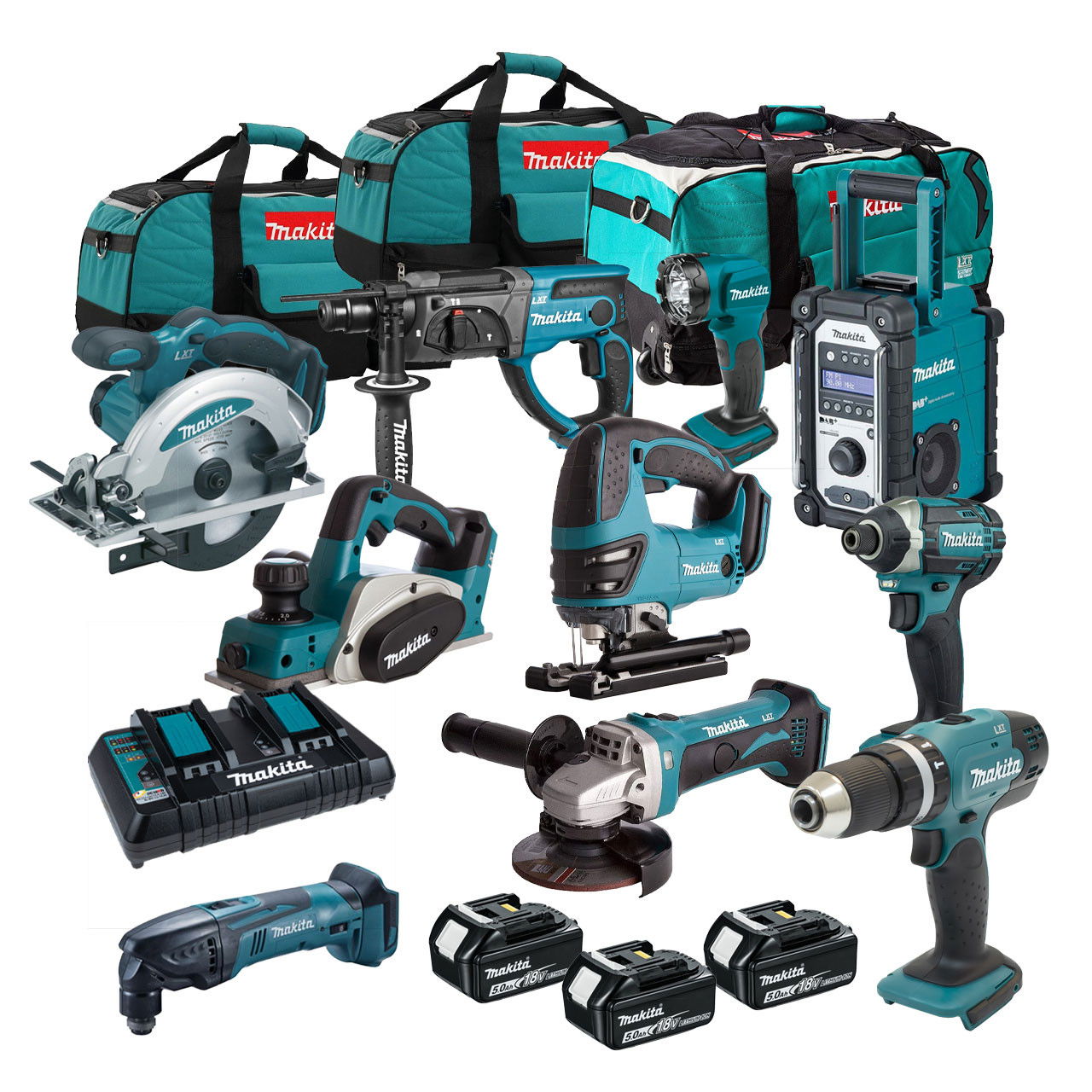 Makita LXT 18V 10 Piece Cordless Power Tool Kit with 3x 5.0Ah