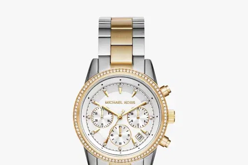 Michael Kors Women's Ritz Crystal Watch, Silver/Gold MK6474