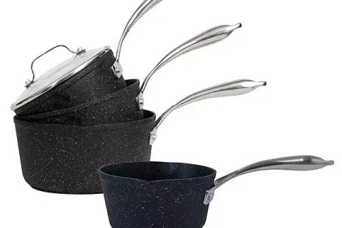 Eaziglide Neverstick2 3-Piece Saucepan Set with Free Milk Pan