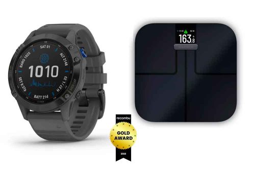 Garmin fēnix 6 Pro Solar, 47mm, Multisport Watch, Black and GARMIN Index S2 Smart Scale Bundle