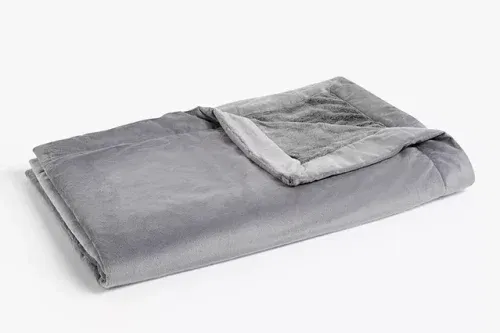 AUTO WIN-John Lewis Luxury Plush Fleece Throw, Grey, L140 x W180cm