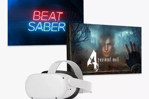 Meta Quest 2, All-In-One Virtual Reality Headset and Controllers, 256GB & Resident Evil 4 Bundle