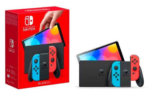 Nintendo Switch OLED 64GB Console with Joy-Con, Neon Red/Blue -
