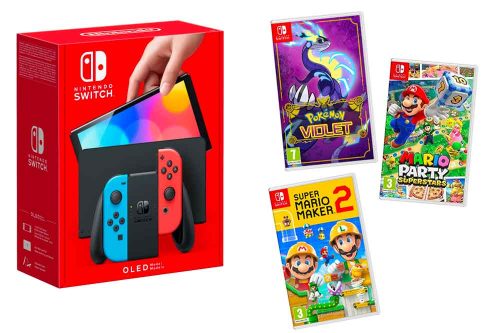 NINTENDO SWITCH OLED, & GAMES BUNDLE