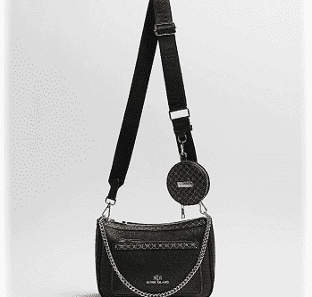 RIVER ISLAND BLACK RI MONOGRAM CROSS BODY BAG