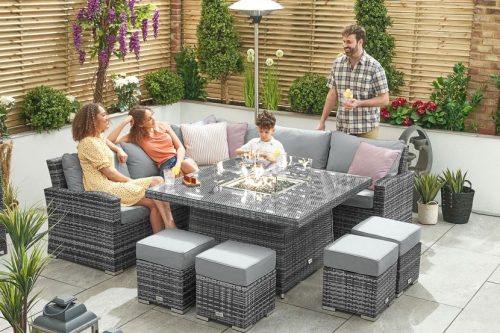 Deluxe Cambridge Casual Dining Corner Sofa Set with Firepit Table