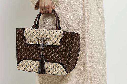 BROWN RI MONOGRAM TOTE BAG BUNDLE