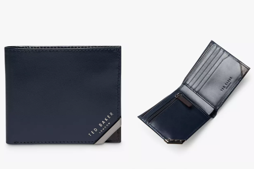 Ted Baker Korning Leather Bifold Wallet, Navy