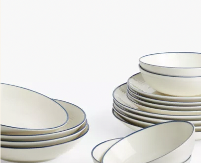 Royal Doulton Gordon Ramsay Maze Denim Line Dinnerware Set, 16 Piece, Blue/White