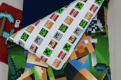 AUTO WIN- Minecraft Reversible Duvet Cover and Pillowcase Set, Single, Multi