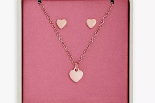AUTO WIN - Ted Baker Heart Pendant Necklace and Stud Earrings Jewellery Gift Set - 11/02