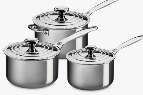 Le Creuset Signature 3-Ply Stainless Steel Saucepan & Lid Set, 3 Piece