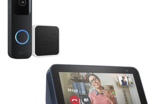 AMAZON Echo Show 5 (2nd Gen) Smart Display & Blink Video Doorbell Bundle - Deep Sea Blue