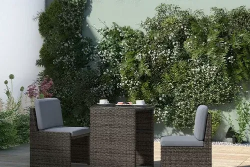 Alora Space Saver 2-Seat Garden Dining Table & Chairs Set, Brown/Grey