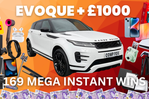 WIN A Land Rover Range Rover Evoque AND £1000 CASH JACKPOT PLUS 169 MEGA INSTANT WINS UP FOR GRABS