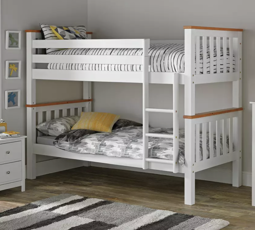 Habitat Heavy Duty Bunk Bed Frame - White and Pine - Competition Fox