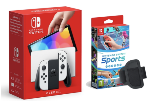 Nintendo Switch OLED White Console & Nintendo Switch Sports Bundle - 15/02