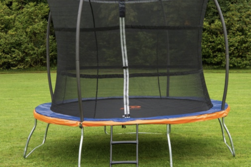 Jump Power 10ft Trampoline and Enclosure & 2 Step Ladder & Tie Down Kit - 20/02