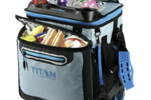 AUTO WIN - Titan 60 Can Rolling Cooler with All Terrain Cart 22.5 Litre 3 Day Ice Cool Bag